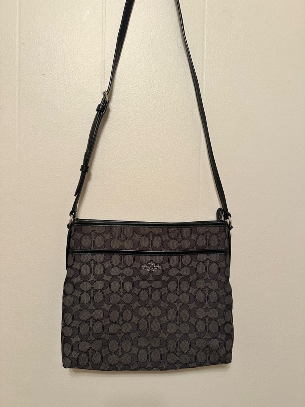 Coach Signature File Crossbody Bag - Black Smoke / Black Canvas F29210